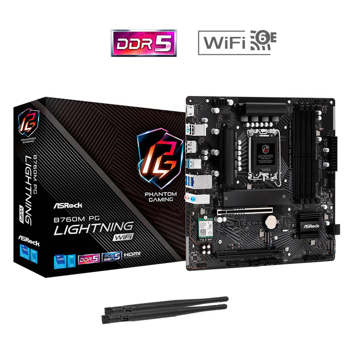 Motherboard ASROCK B760M PG LIGHTNING WIFI,DDR5 7200MHz (OC), M.2(PCIe Gen4x4), PCIE 5.0 . - Achorao