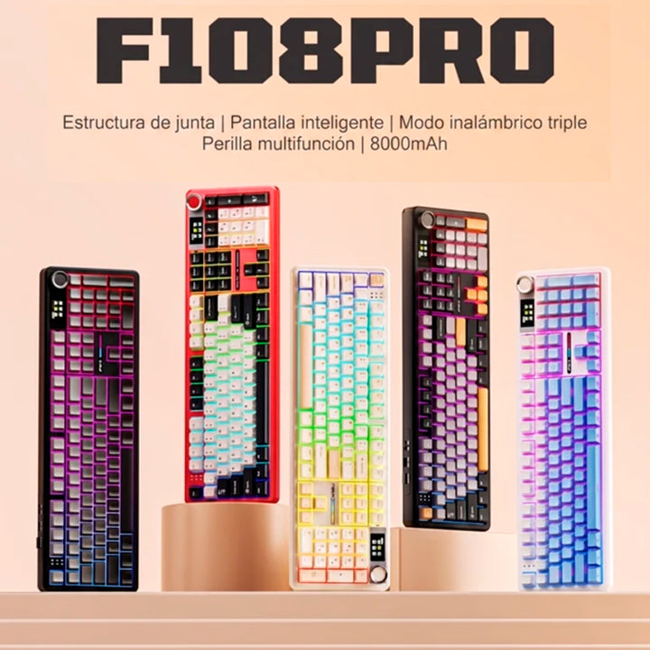 Teclado Aula F108PRO Inalambrico Ingles Blue/White/Dark Purple-Flower Switch - Achorao