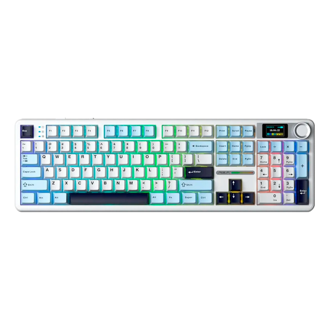 Teclado Aula F108PRO Inalambrico Ingles Blue/White/Dark Purple-Flower Switch - Achorao