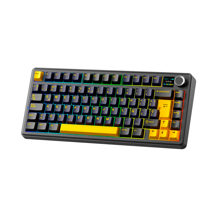 Teclado macánico gamer Aula F75MAX Inalambrico Español (BLACK/YELLOW - STAR VECTOR)