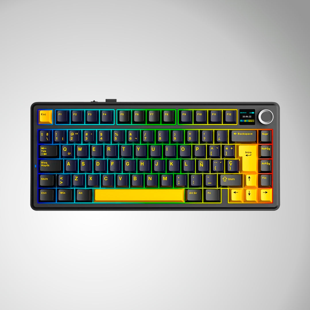 Teclado macánico gamer Aula F75MAX Inalambrico Español (BLACK/YELLOW - STAR VECTOR)