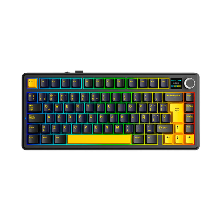 Teclado macánico gamer Aula F75MAX Inalambrico Español (BLACK/YELLOW - STAR VECTOR)