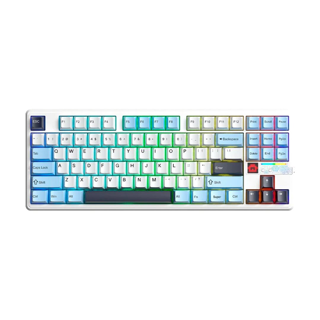 Teclado gamer Aula F87 PRO V2 inalámbrico Ingles White/Blue/Dark Purple- Star Vector Switch
