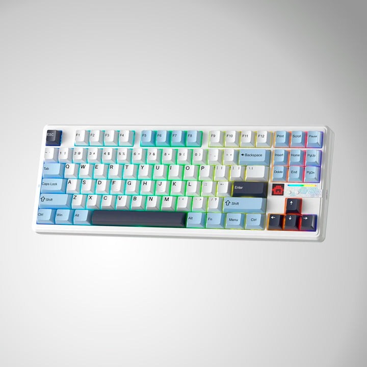 Teclado gamer Aula F87 PRO V2 inalámbrico Ingles White/Blue/Dark Purple- Star Vector Switch