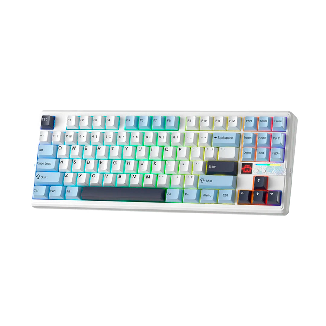 Teclado gamer Aula F87 PRO V2 inalámbrico Ingles White/Blue/Dark Purple- Star Vector Switch