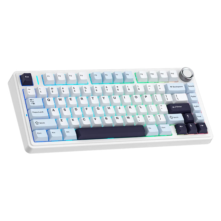 Teclado gamer Aula F75 Rainbow Cableado Ingles Blue/white/dark purple-pink switch DEMO