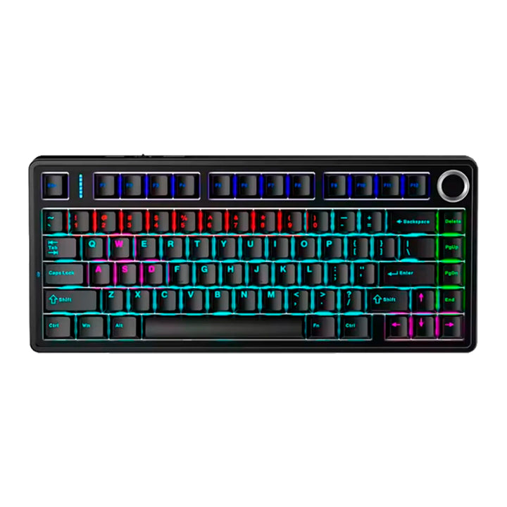 Teclado gamer Aula F75 Rainbow cableado Ingles Black- Red switch DEMO