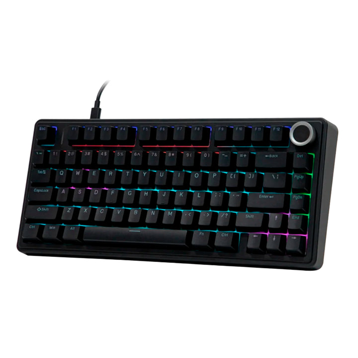 Teclado gamer Aula F75 Rainbow cableado Ingles Black- Red switch DEMO