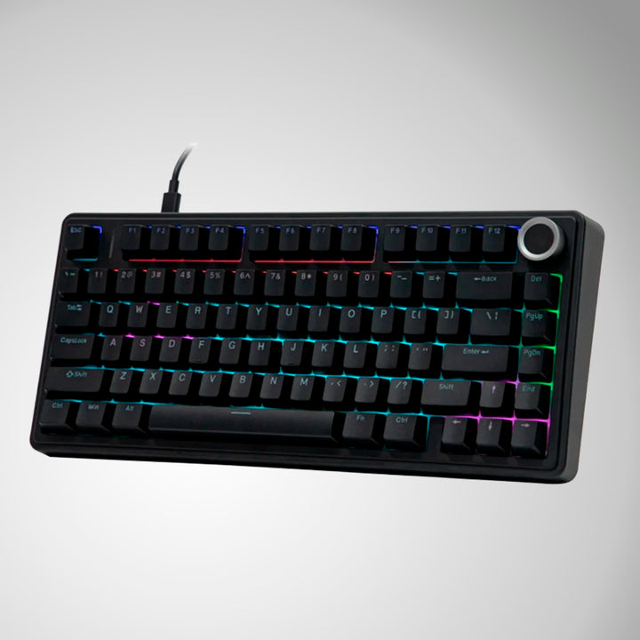 Teclado gamer Aula F75 Rainbow cableado Ingles Black- Red switch DEMO
