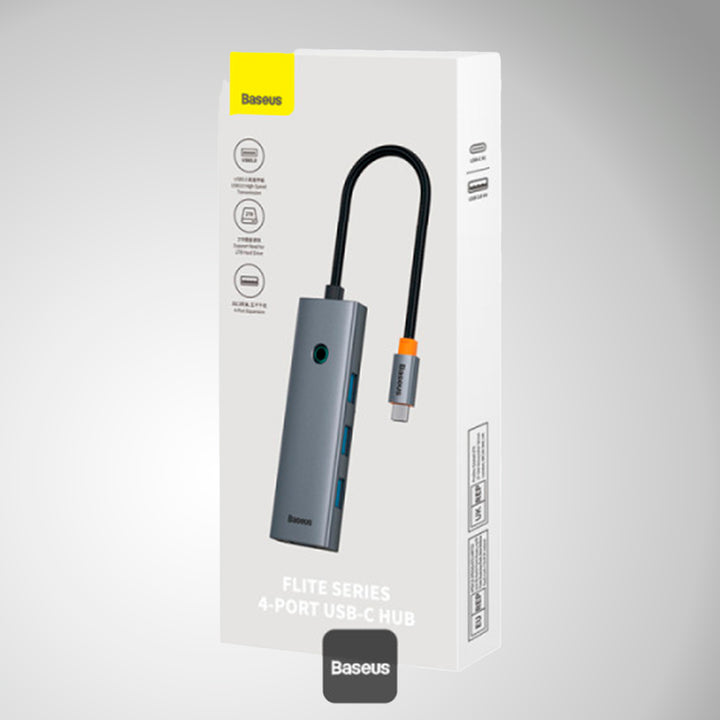 Adaptador HUB Baseus 4 Puertos Expansion UltraJoy Series 4-in-1 USB-C Hub A USB 3.0 Extensión - Gris - Achorao