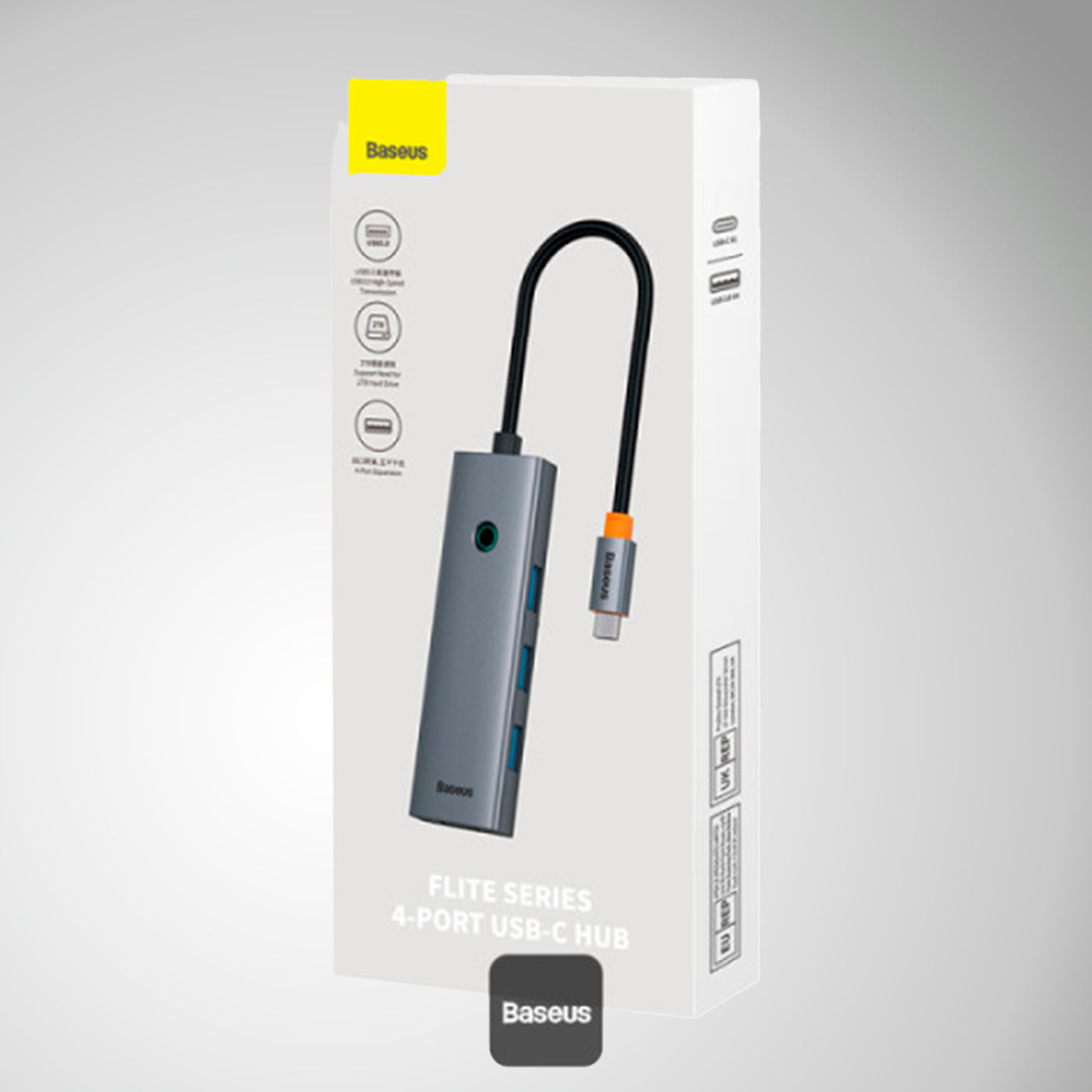 Adaptador HUB Baseus 4 Puertos Expansion UltraJoy Series 4-in-1 USB-C Hub A USB 3.0 Extensión - Gris - Achorao