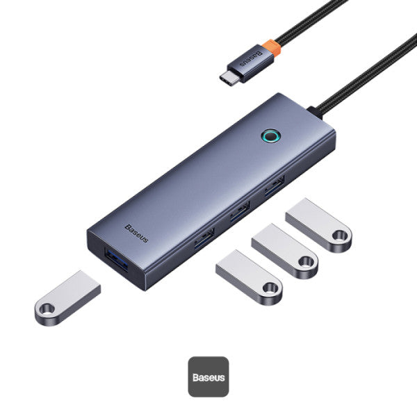 Adaptador HUB Baseus 4 Puertos Expansion UltraJoy Series 4-in-1 USB-C Hub A USB 3.0 Extensión - Gris - Achorao