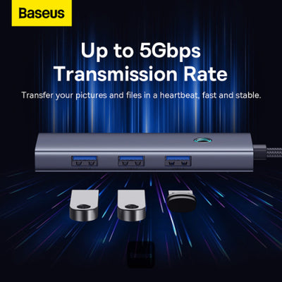 Adaptador HUB Baseus 4 Puertos Expansion UltraJoy Series 4-in-1 USB-C Hub A USB 3.0 Extensión - Gris - Achorao