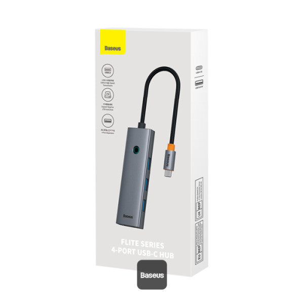 Adaptador HUB Baseus 4 Puertos Expansion UltraJoy Series 4-in-1 USB-C Hub A USB 3.0 Extensión - Gris - Achorao
