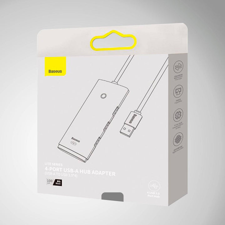 Adaptador HUB Lite 100cm Cluster Black Baseus UltraJoy Series 4-Puertos（USB A to USB 3.0） - Achorao