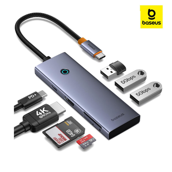 Adaptador HUB Space Grey Baseus UltraJoy Series 7-Puertos（Tipo-C a HDMI4K@60Hz ） - Achorao