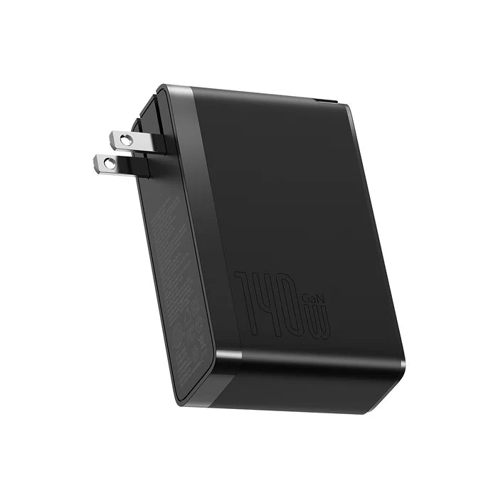 Cargador rápido Baseus GaN Pro con 3 puertos, 140 W, cargador USB-C para carga rápida y eficiente.