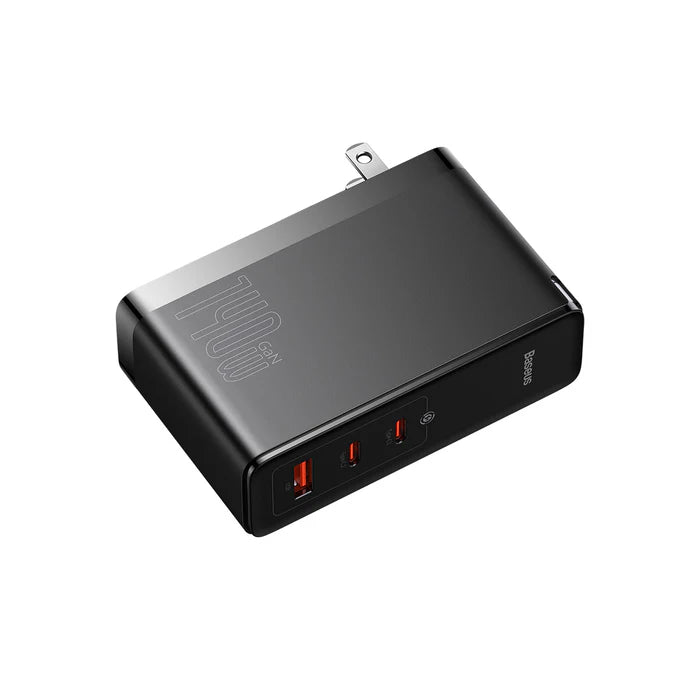 Cargador rápido Baseus GaN Pro de 3 puertos y 140 W, carga rápida para dispositivos electrónicos, en color negro