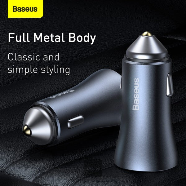 Contactor Baseus Pro Cargador Rápido Dual para Coche U+C 40W Gris oscuro - Achorao