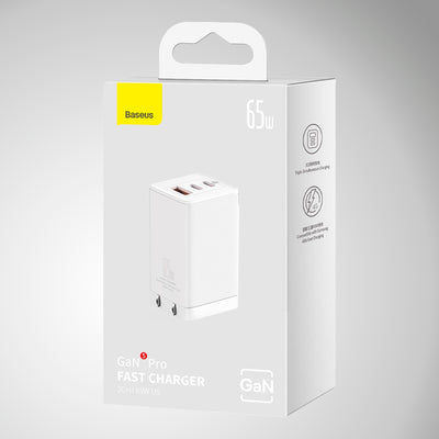 Cargador de carga rápida Baseus de 65w GaN5 Pro 2c+u 65w US - Achorao