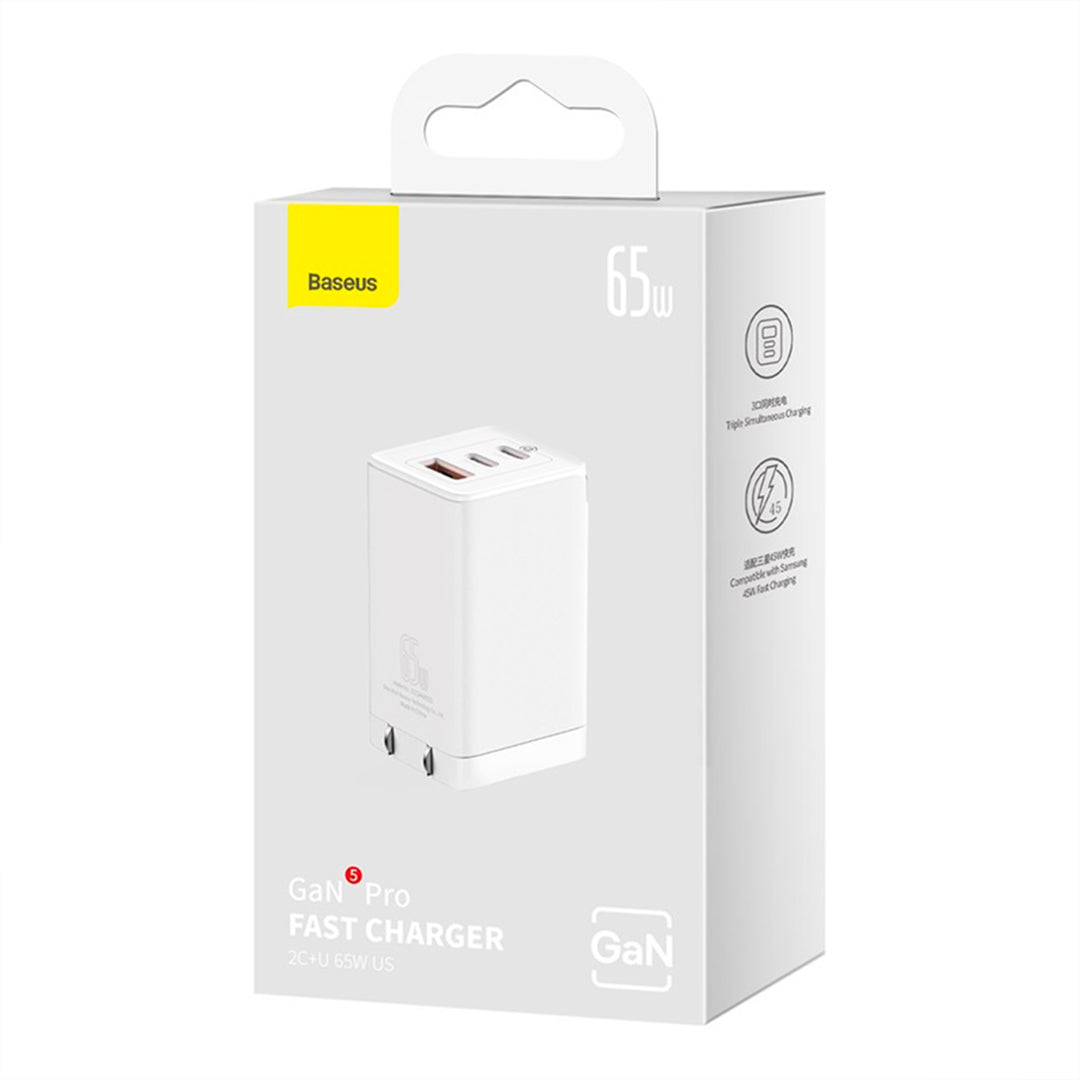 Cargador de carga rápida Baseus de 65w GaN5 Pro 2c+u 65w US - Achorao
