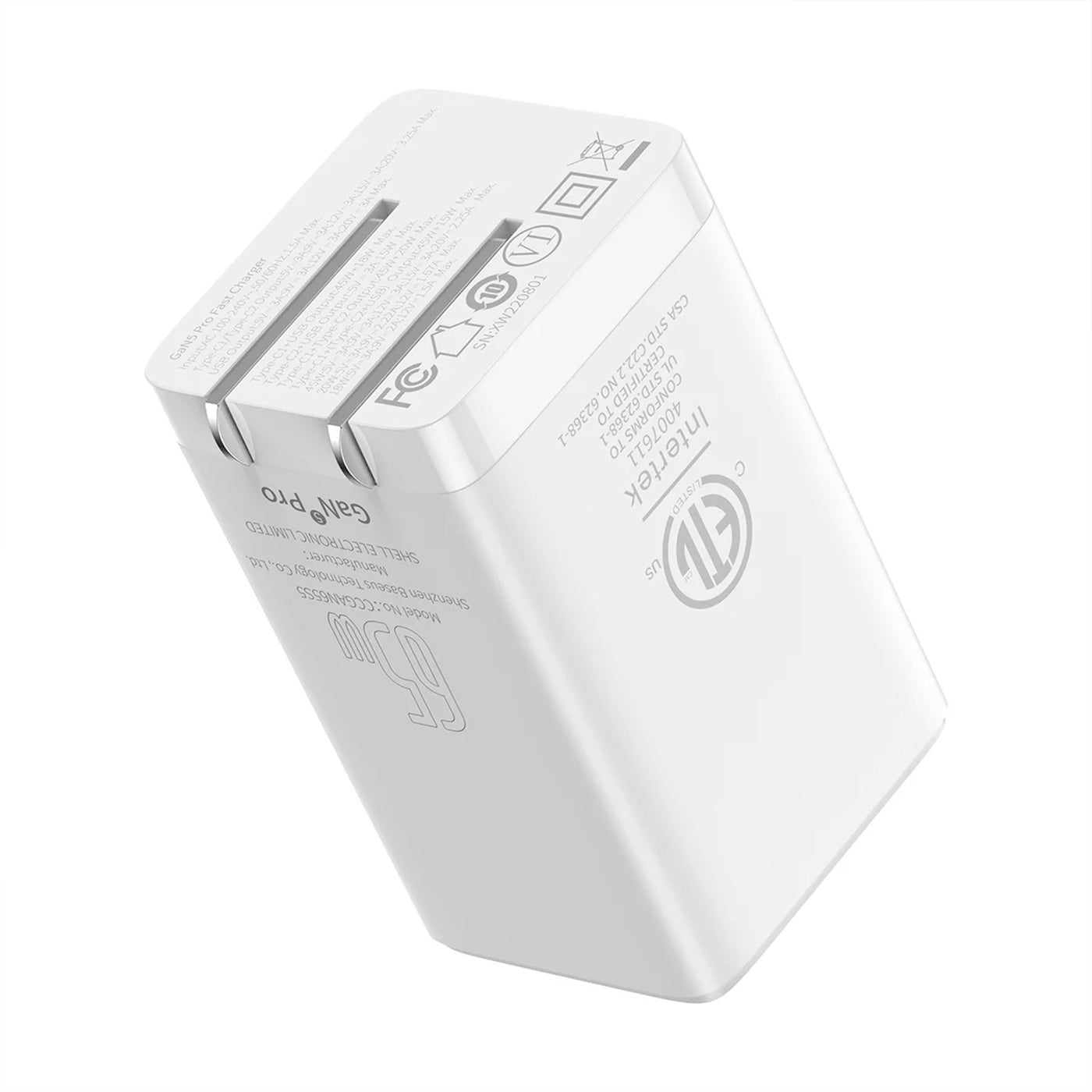 Cargador de carga rápida Baseus de 65w GaN5 Pro 2c+u 65w US - Achorao