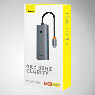 Adaptador HUB Space Grey Baseus UltraJoy Series 5-Puertos（Tipo-C a HDMI4K@30Hz+USB 3.0） - Achorao