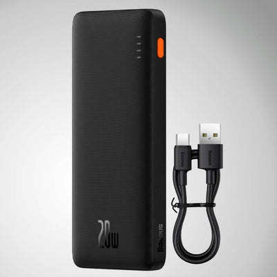 Power Bank de carga rápida Airpow 10000mAh 20W Black Baseus（Con cable de carga Simple Series USB a Tipo-C 30cm ） - Achorao