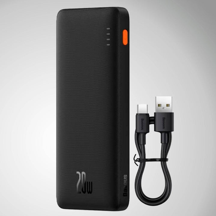 Power Bank de carga rápida Airpow 10000mAh 20W Black Baseus（Con cable de carga Simple Series USB a Tipo-C 30cm ） - Achorao