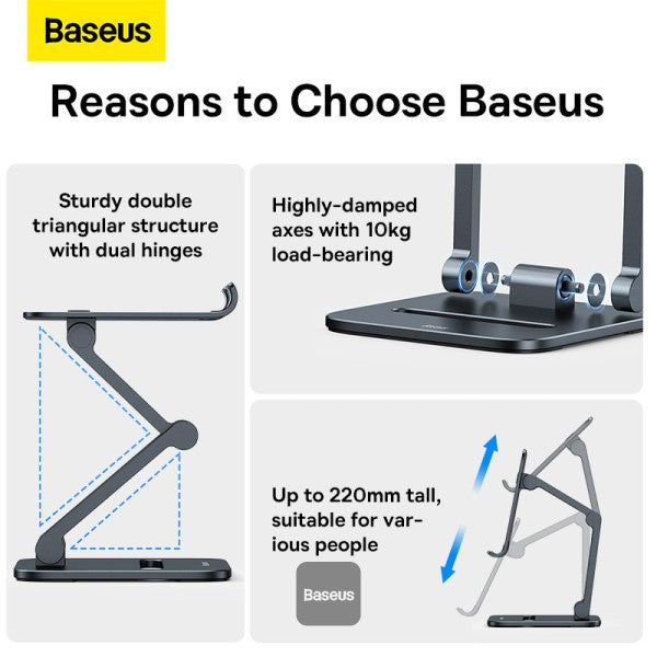 Soporte para celulares Baseus Biaxial Plegable Metal Gris - Achorao