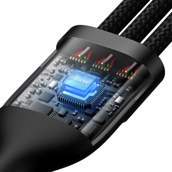 Baseus Flash Series Ⅱ Dos para tres Cable de carga U+C a M+L+C 100W - Achorao