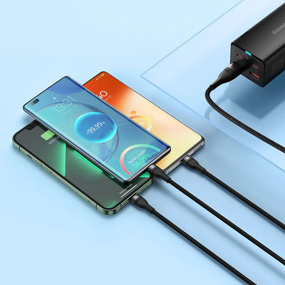 Baseus Flash Series Ⅱ Dos para tres Cable de carga U+C a M+L+C 100W - Achorao