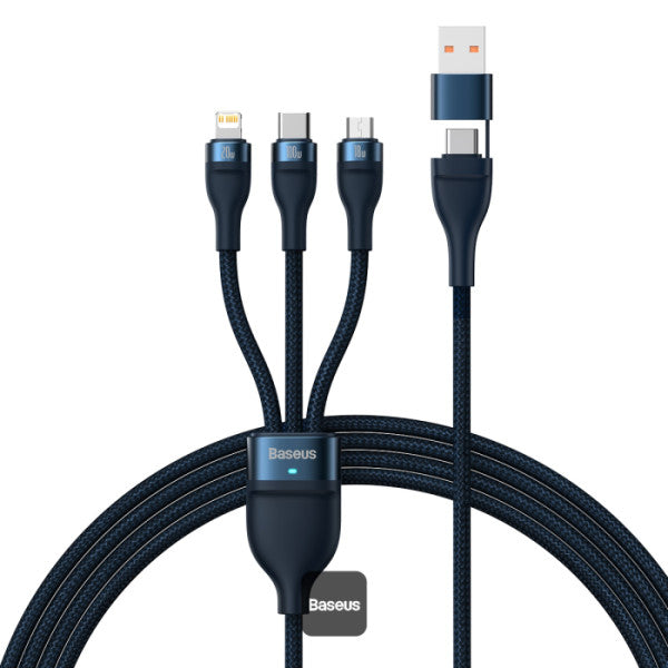 Baseus Flash Series Ⅱ Dos para tres Cable de carga U+C a M+L+C 100W - Achorao
