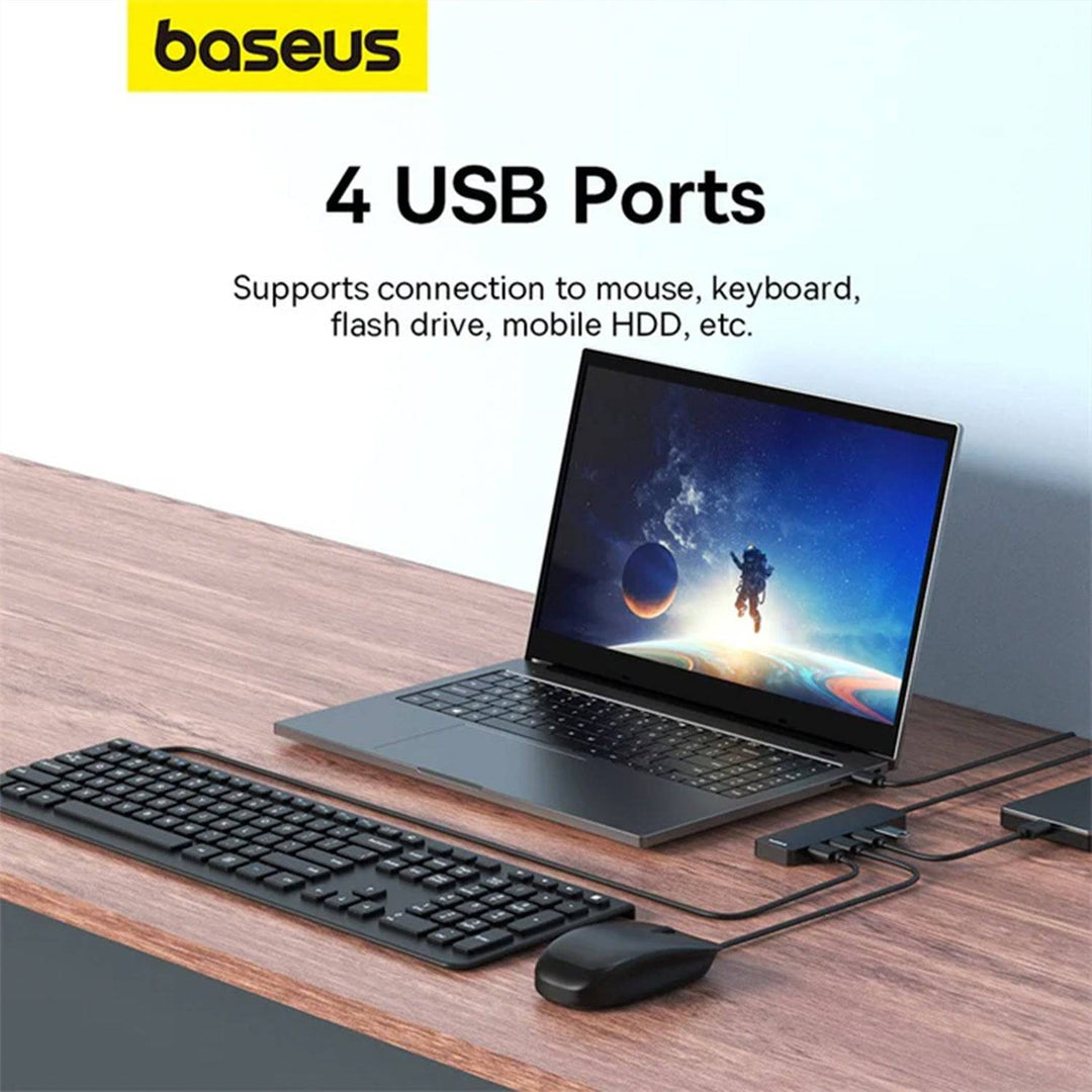 Adaptador HUB Lite 100cm Cluster Black Baseus UltraJoy Series 4-Puertos（USB A to USB 3.0） - Achorao