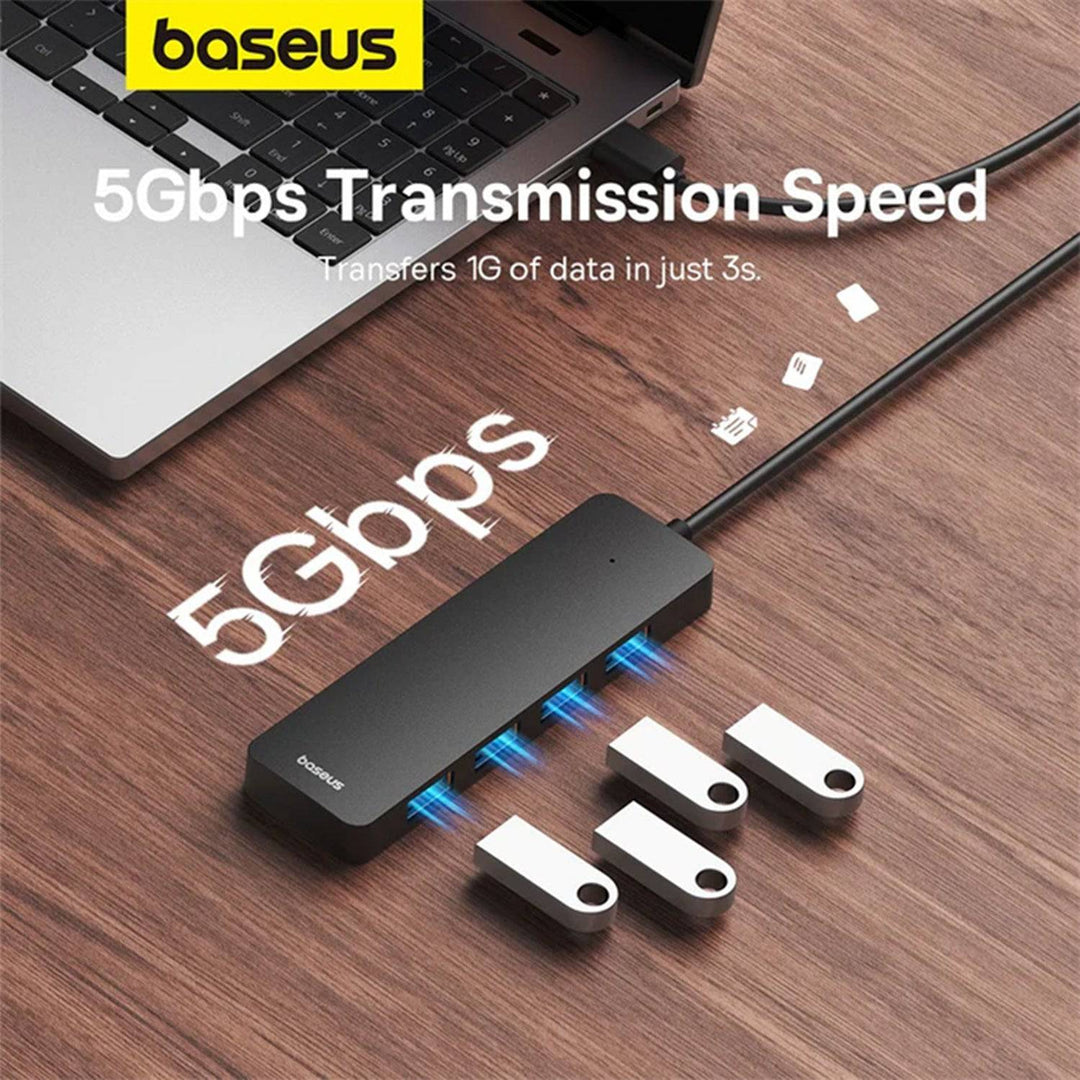 Adaptador HUB Lite 100cm Cluster Black Baseus UltraJoy Series 4-Puertos（USB A to USB 3.0） - Achorao