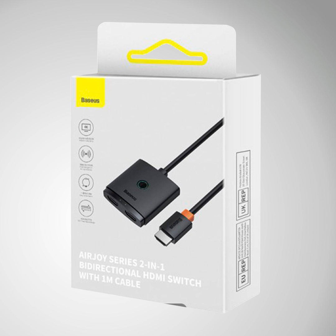 HDMI Switch con 1m Cable Cluster Black Baseus AirJoy Series 2-in-1 Bidireccional - Achorao