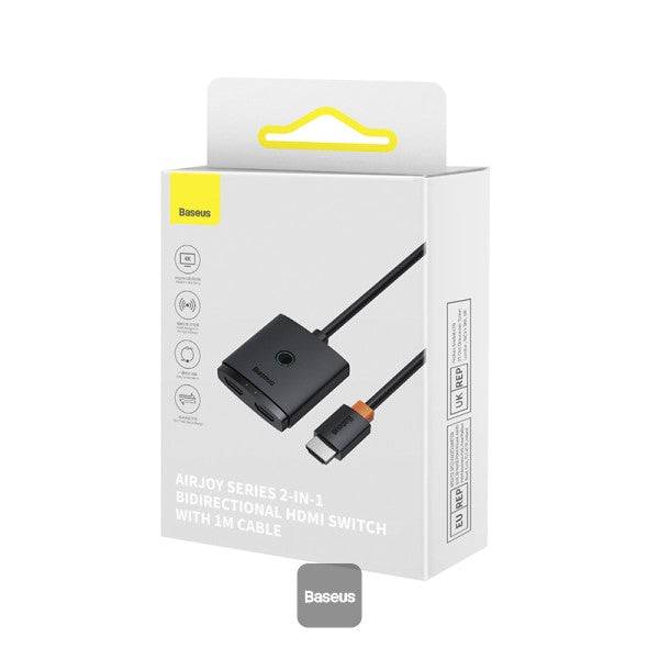 HDMI Switch con 1m Cable Cluster Black Baseus AirJoy Series 2-in-1 Bidireccional - Achorao