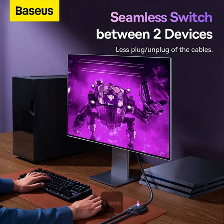 HDMI Switch con 1m Cable Cluster Black Baseus AirJoy Series 2-in-1 Bidireccional - Achorao