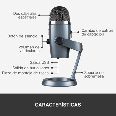 Micrófono Blue Yeti Nano Cardioide Omnidireccional USB - Achorao