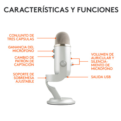 Micrófono Profesional Blue Yeti USB Plug and Play - Achorao