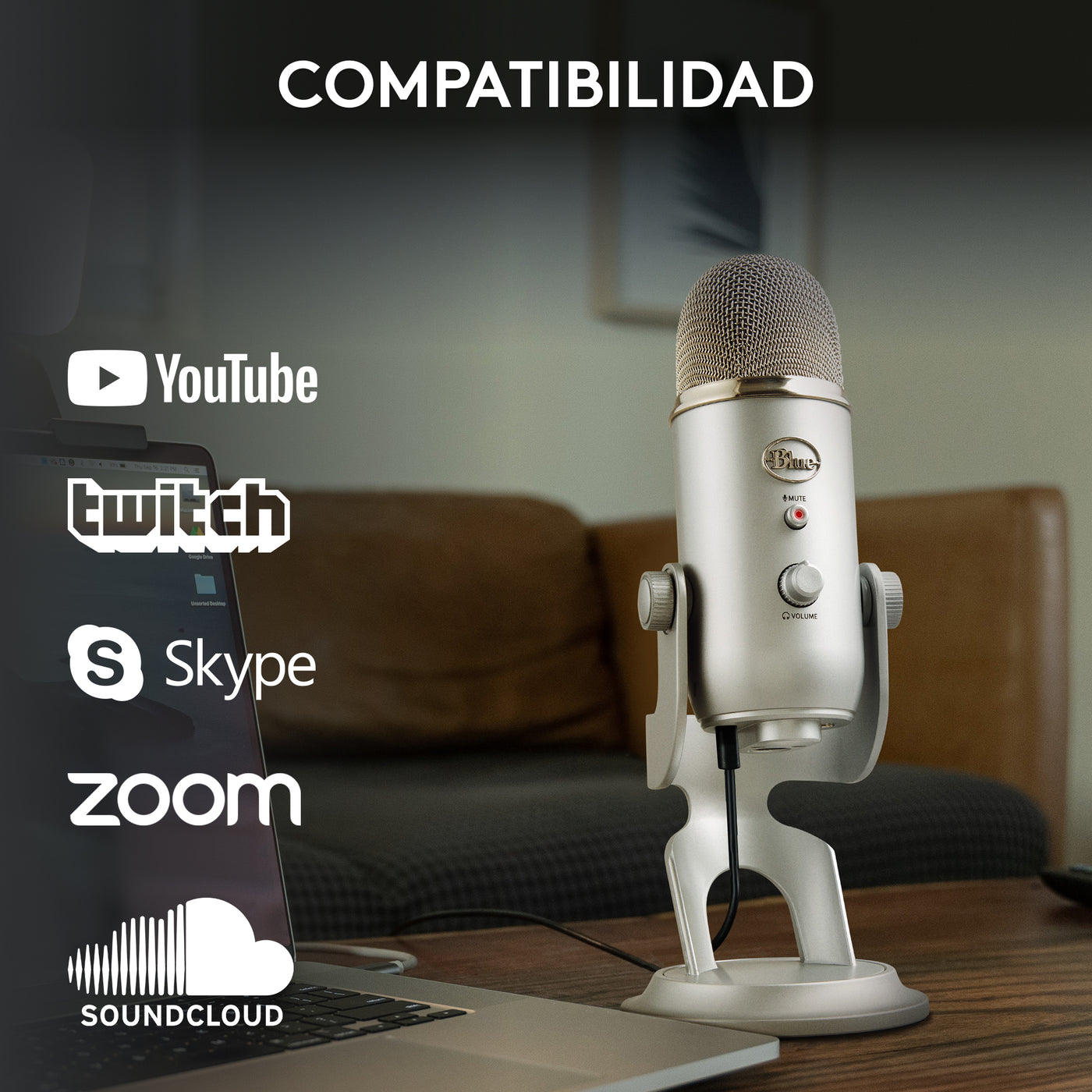 Micrófono Profesional Blue Yeti USB Plug and Play - Achorao