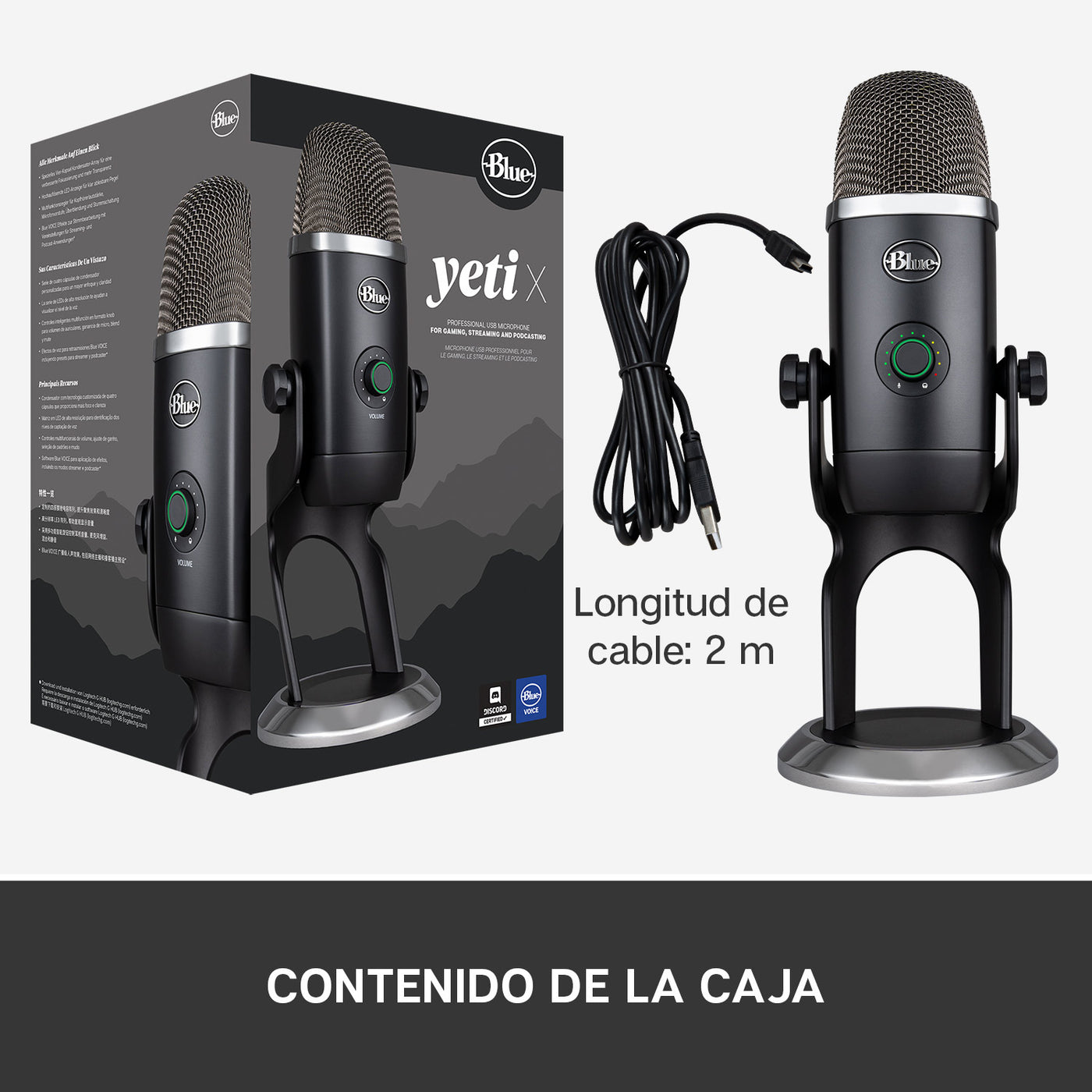 Micrófono Blue Yeti X USB Plug and Play / 4 patrones polares - Achorao