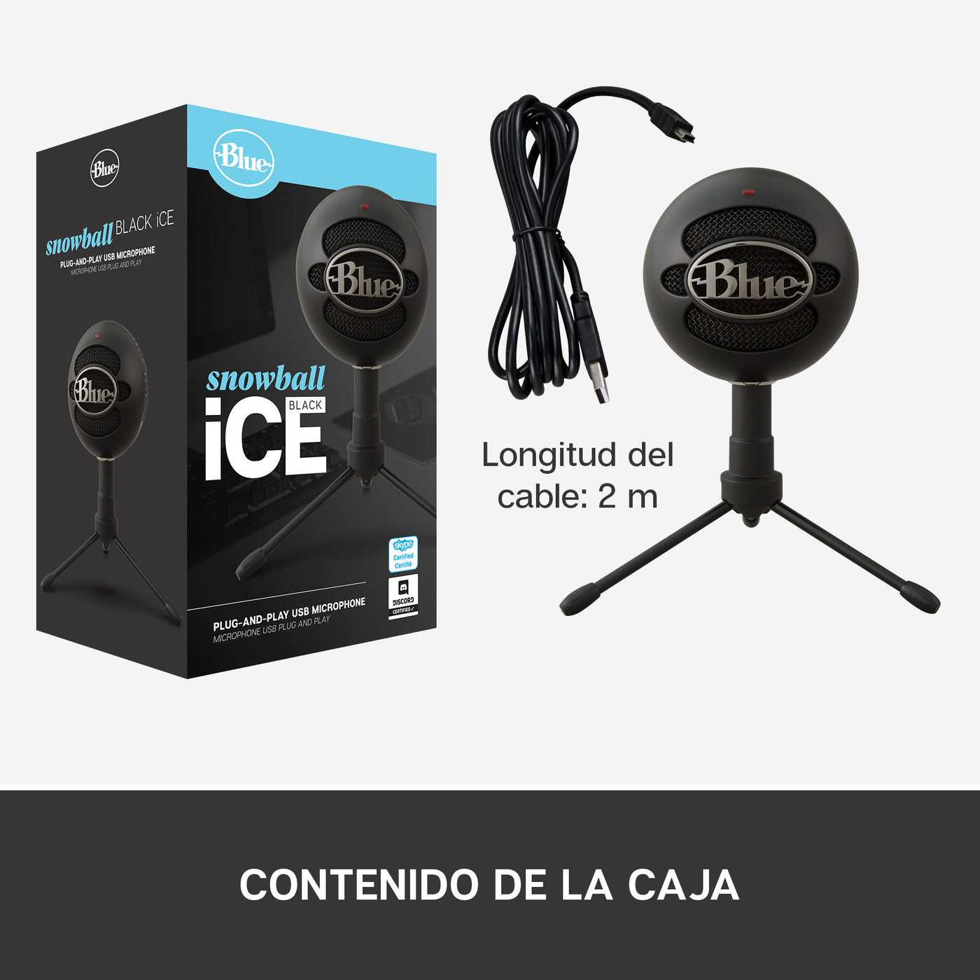 Micrófono Blue Snowball Ice Cardioide USB Plug and Play Black - Achorao