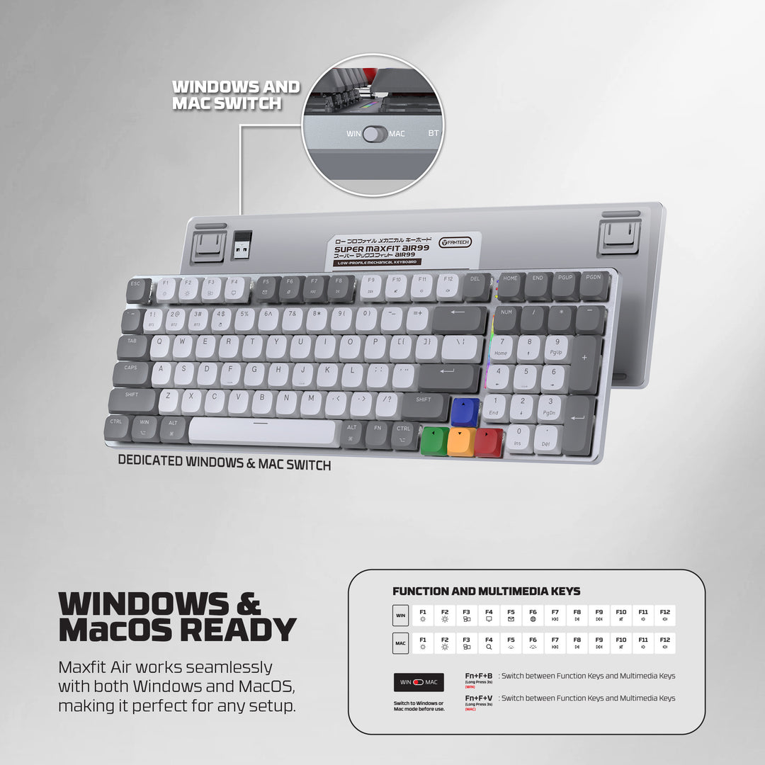 Teclado mecánico gamer FANTECH AIR99 Maxfit air, Inglés