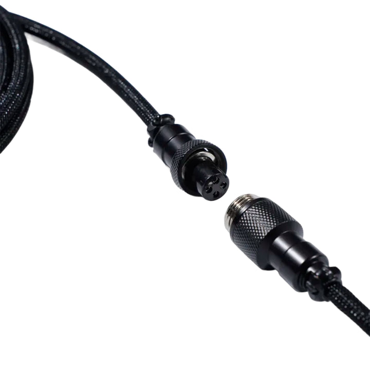 Cable USB-C GravaStar negro, coiled aviator trenzado para teclado mecánico