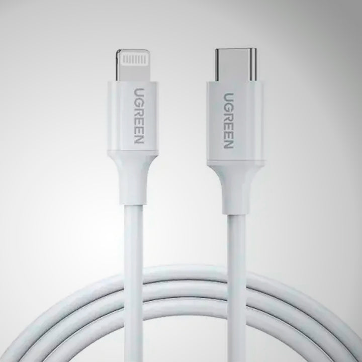Cable UGREEN USB-C a Lightning M/M Nickel Plating ABS Shell (Black) US171 60751, Blanco