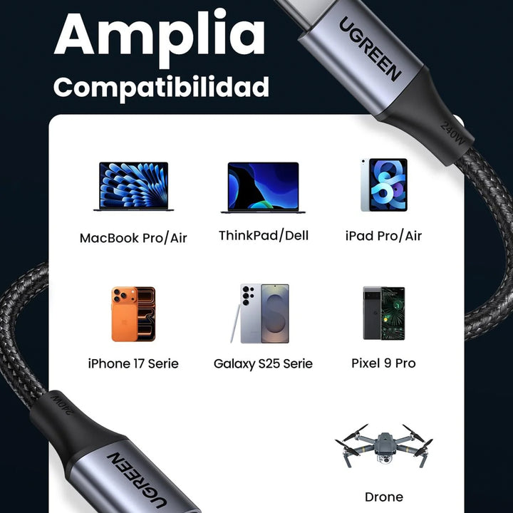 Cable de carga rápida UGREEN 240W USB-C to USB-C PD, L530