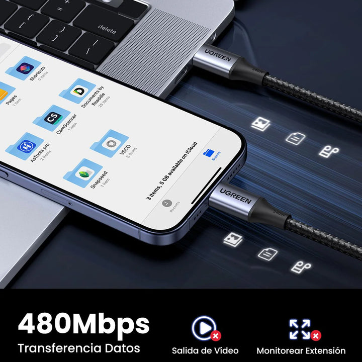 Cable de carga rápida UGREEN 240W USB-C to USB-C PD, L530