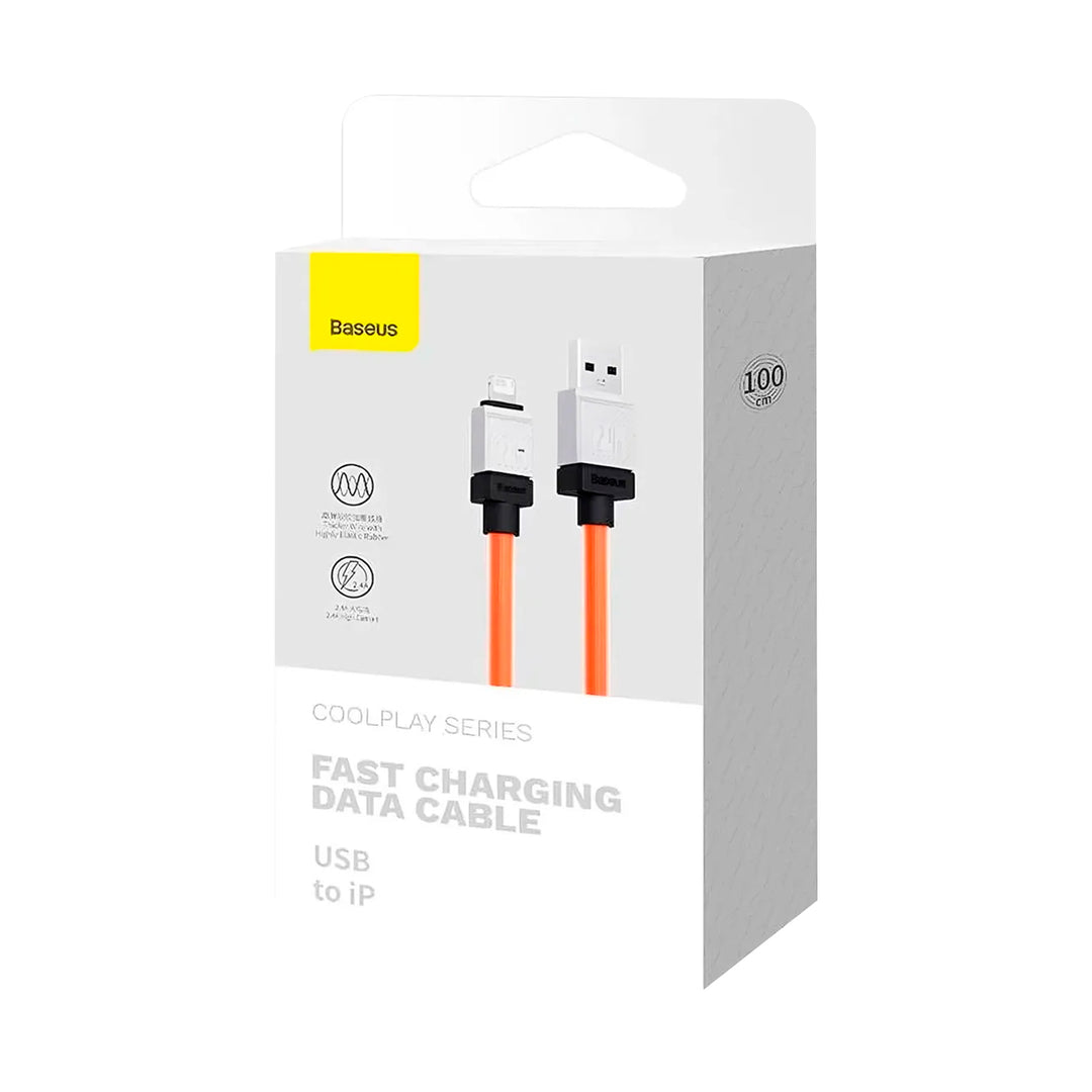 Cable Baseus USB-A a Lightning Coolplay Series, Naranja - Achorao