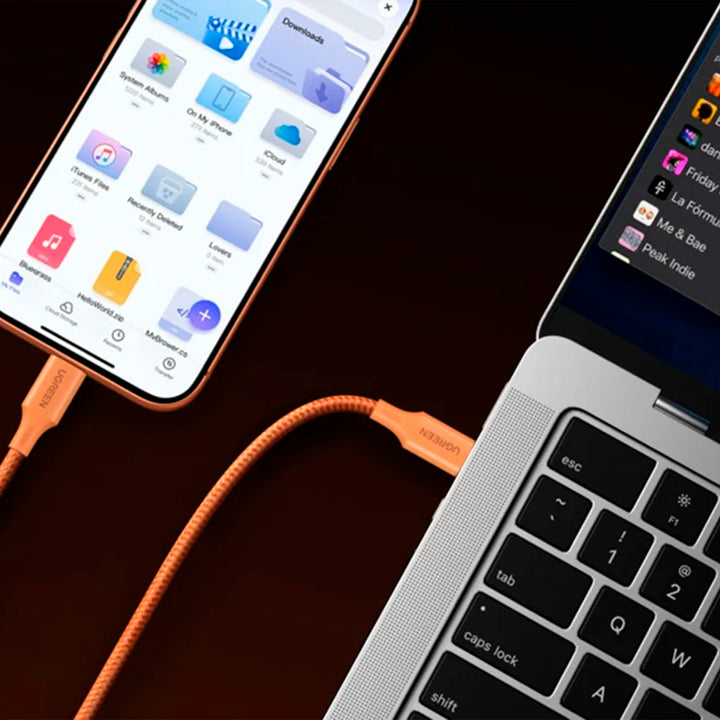 Cable UGREEN USB-C a USB-C PD Fast Charging Braided 5A Max, Orange L502